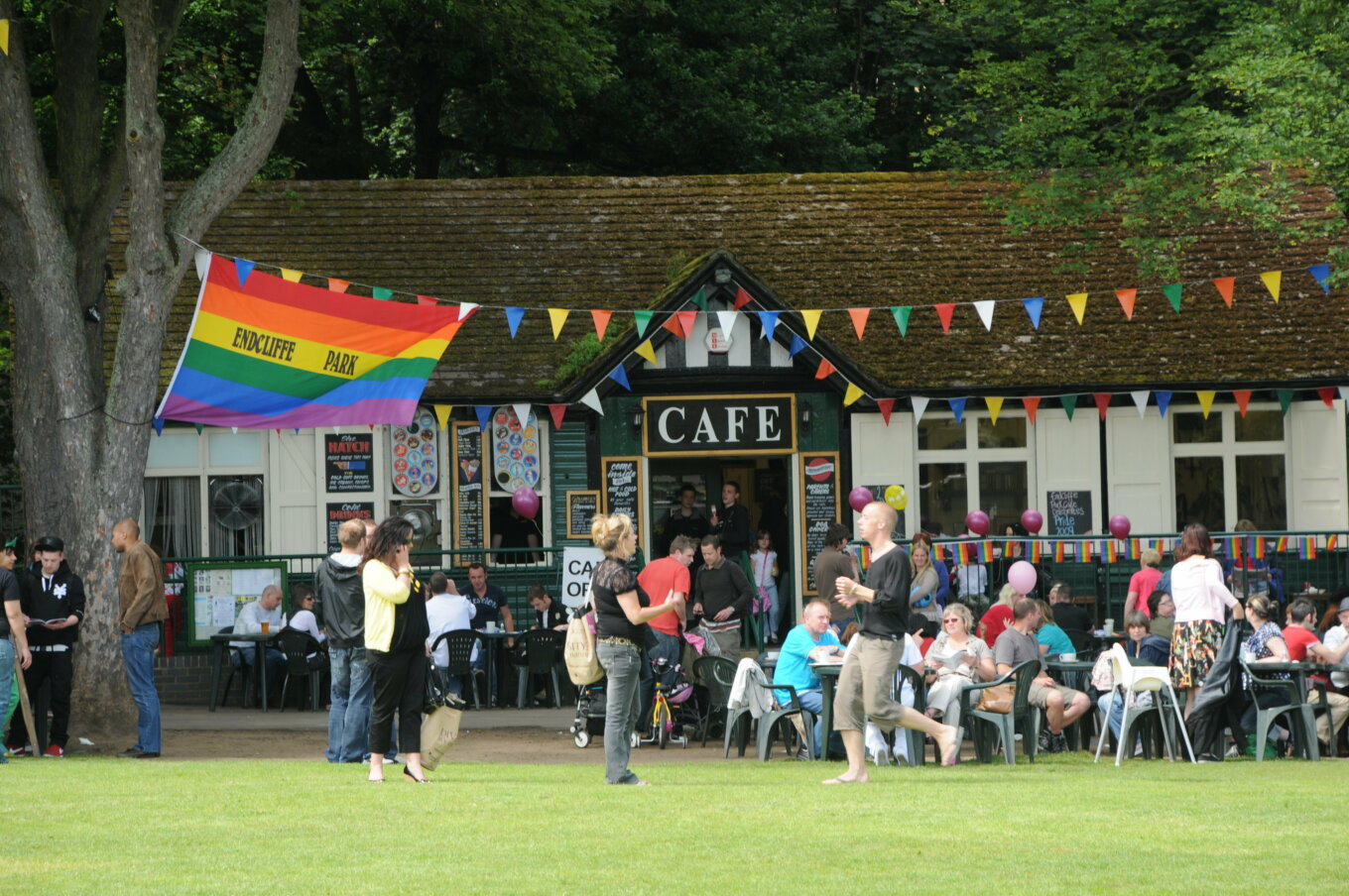 A rainbow flag outside Endcliffe Park cafe