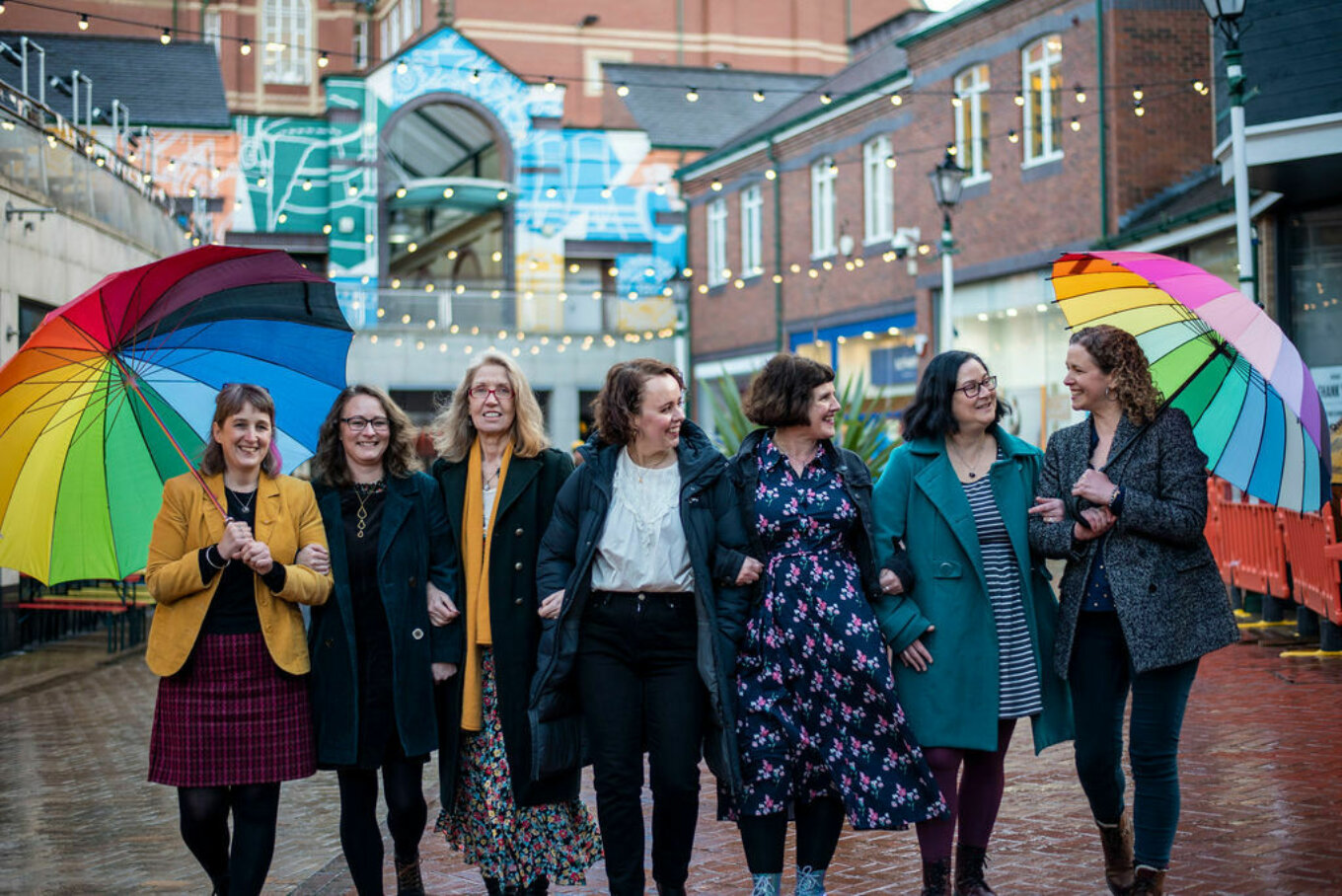 The Writers Workshop team, left to right - Rosie Carnall, Lorna Partington, Bryony Doran, Hannah Boursnell, Beverley Ward, Anne Grange, Anna Caig.