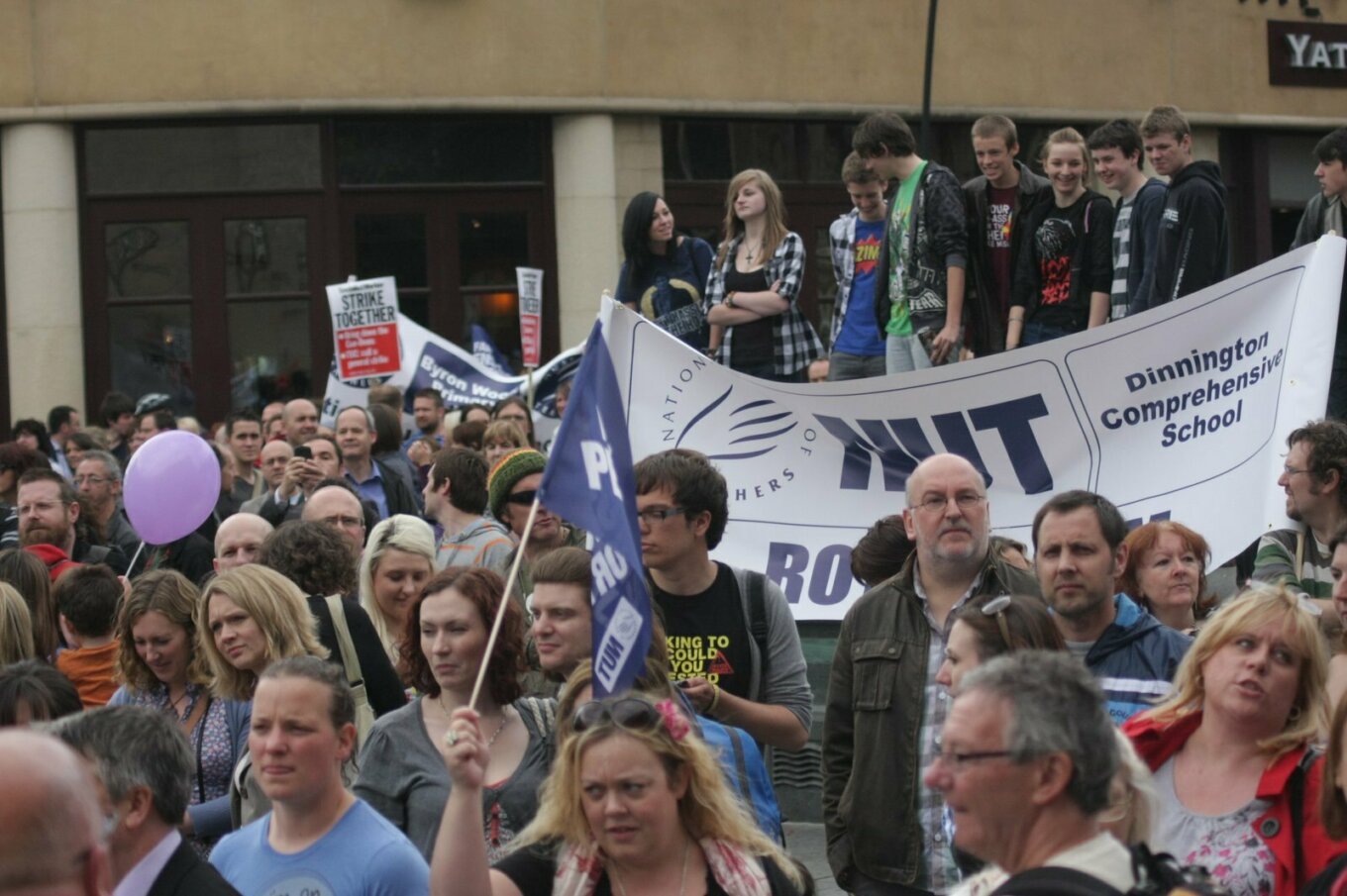 NUT banner at a Sheffield demo