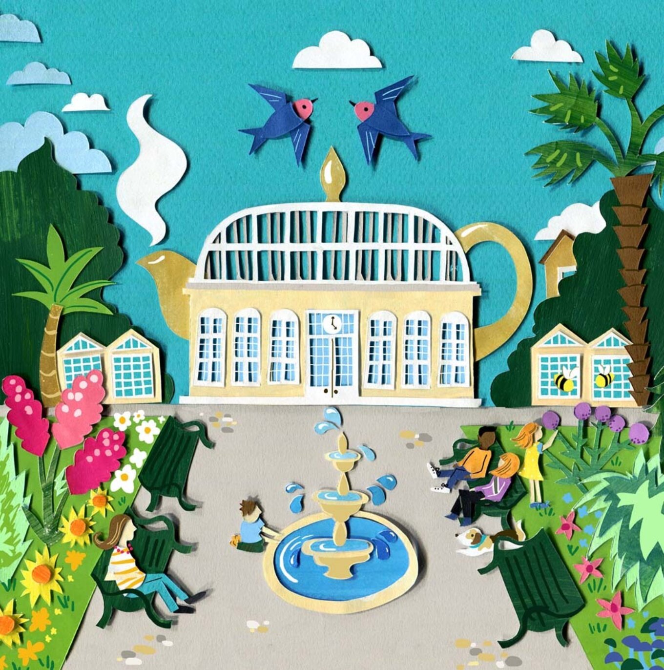 Botanical Gardens Sheffield Teapot Art Print by Vicky Scott