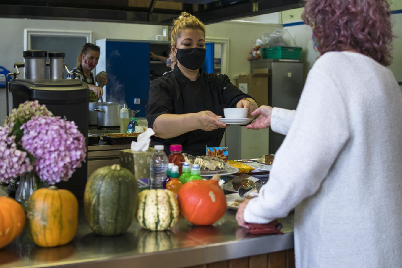 Foodworks café serving hot drinks and cakes all made from surplus food that would otherwise go to waste