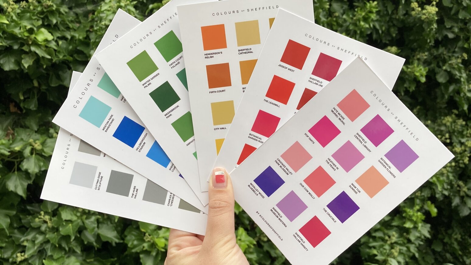 Colours of sheffield swatches