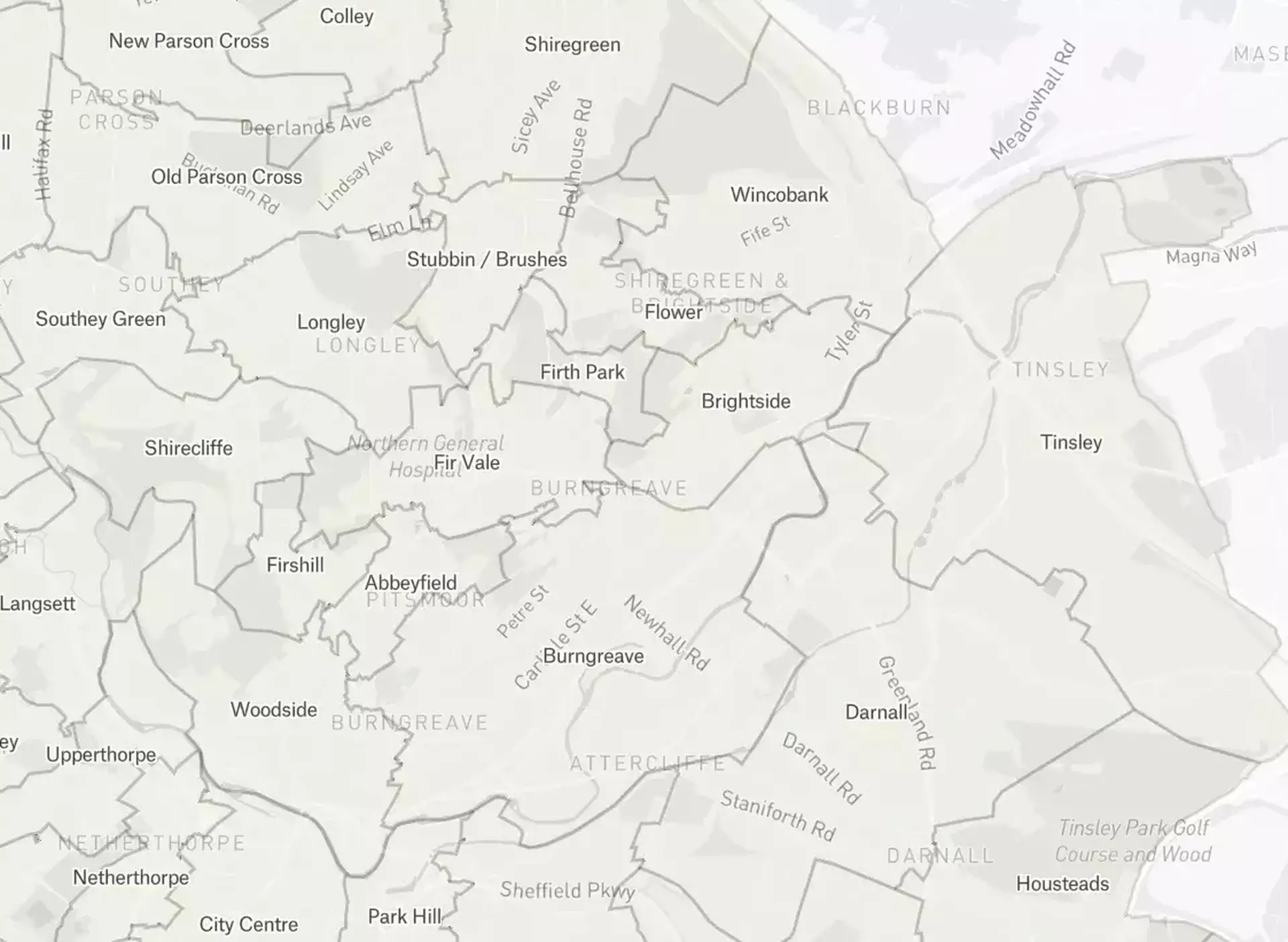 Sheffield map of neighbourhoods 1